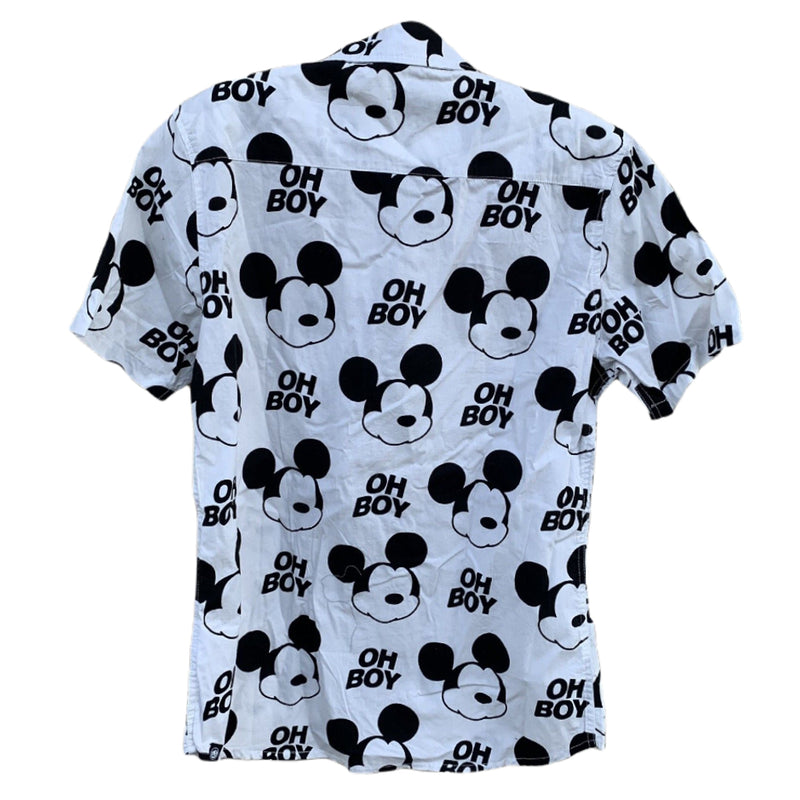 Chargez l&#39;image dans la visionneuse de la galerie, Disney ! Chemise boutonnée blanche et noire Mickey Mouse Oh Boy
