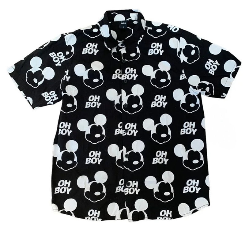 Chargez l&#39;image dans la visionneuse de la galerie, Disney ! Chemise boutonnée noire Mickey Mouse Oh Boy
