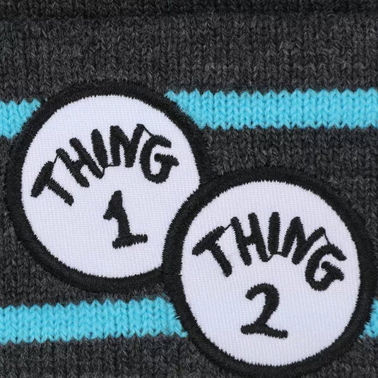 Bioworld Dr. Seuss - Thing 1 and Thing 2 Toddler Cuffed Pom Beanie and Gloves Set