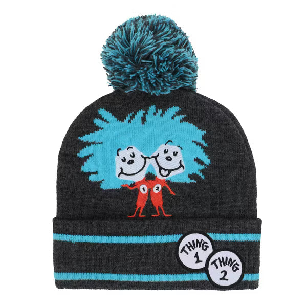 Cargue la imagen en el visor de la galería, Bioworld Dr. Seuss - Thing 1 and Thing 2 Toddler Cuffed Pom Beanie and Gloves Set
