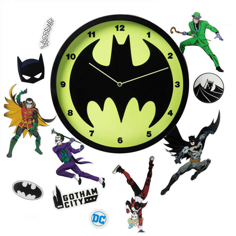 Load image into Gallery viewer, Paladone DC Comics Batman - Characters &amp; Logo Glow In The Dark Wall Clock
