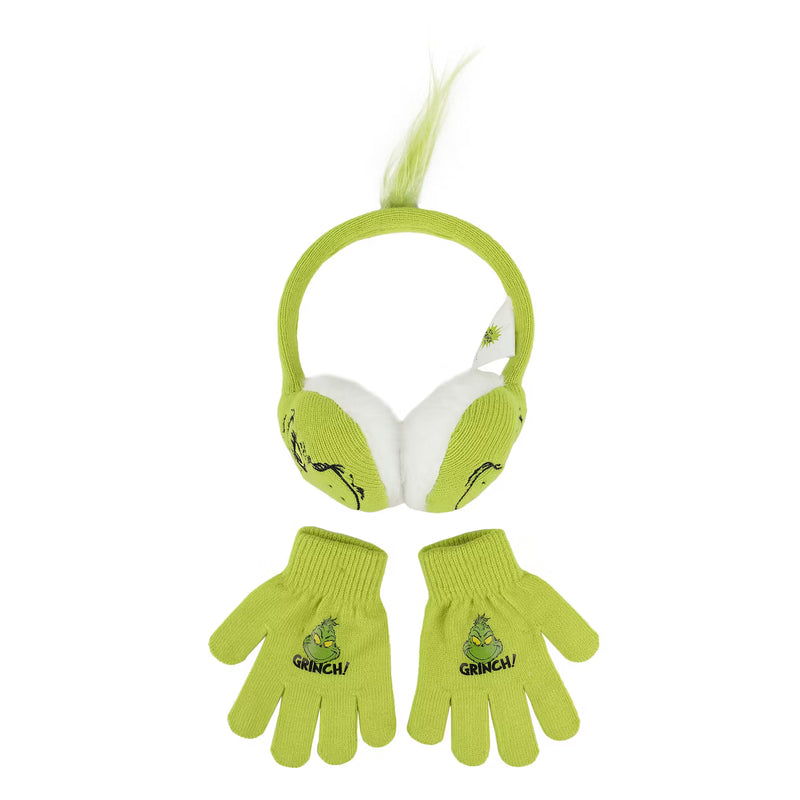 Cargue la imagen en el visor de la galería, The Grinch Big Face - Youth Beanie &amp; Gloves Combo Set
