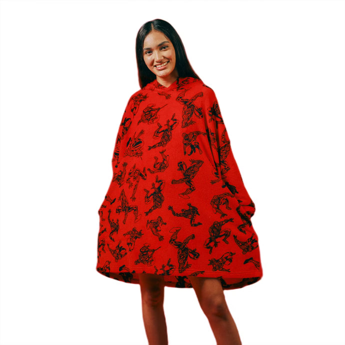 Marvel Spider-Man All-Over Print Red Long Sleeve Wearable Oversize Hoodie