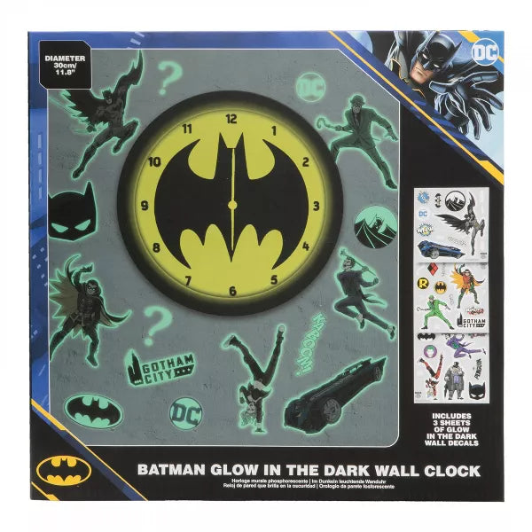 Load image into Gallery viewer, Paladone DC Comics Batman - Characters &amp; Logo Glow In The Dark Wall Clock
