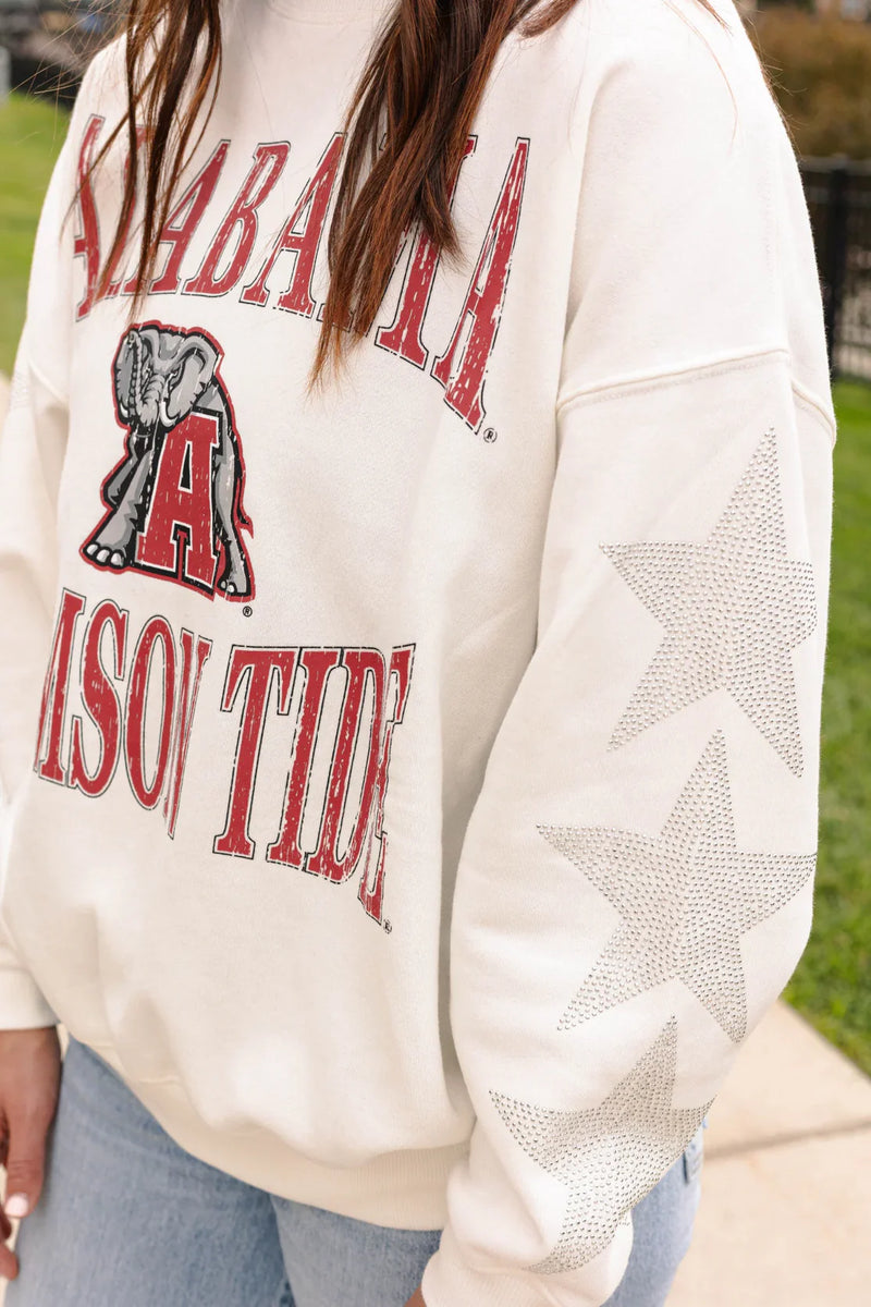 Cargue la imagen en el visor de la galería, Alabama Crimson Tide - Wynn Star Sleeve OS Fleece Crew-Neck Long Sleeve
