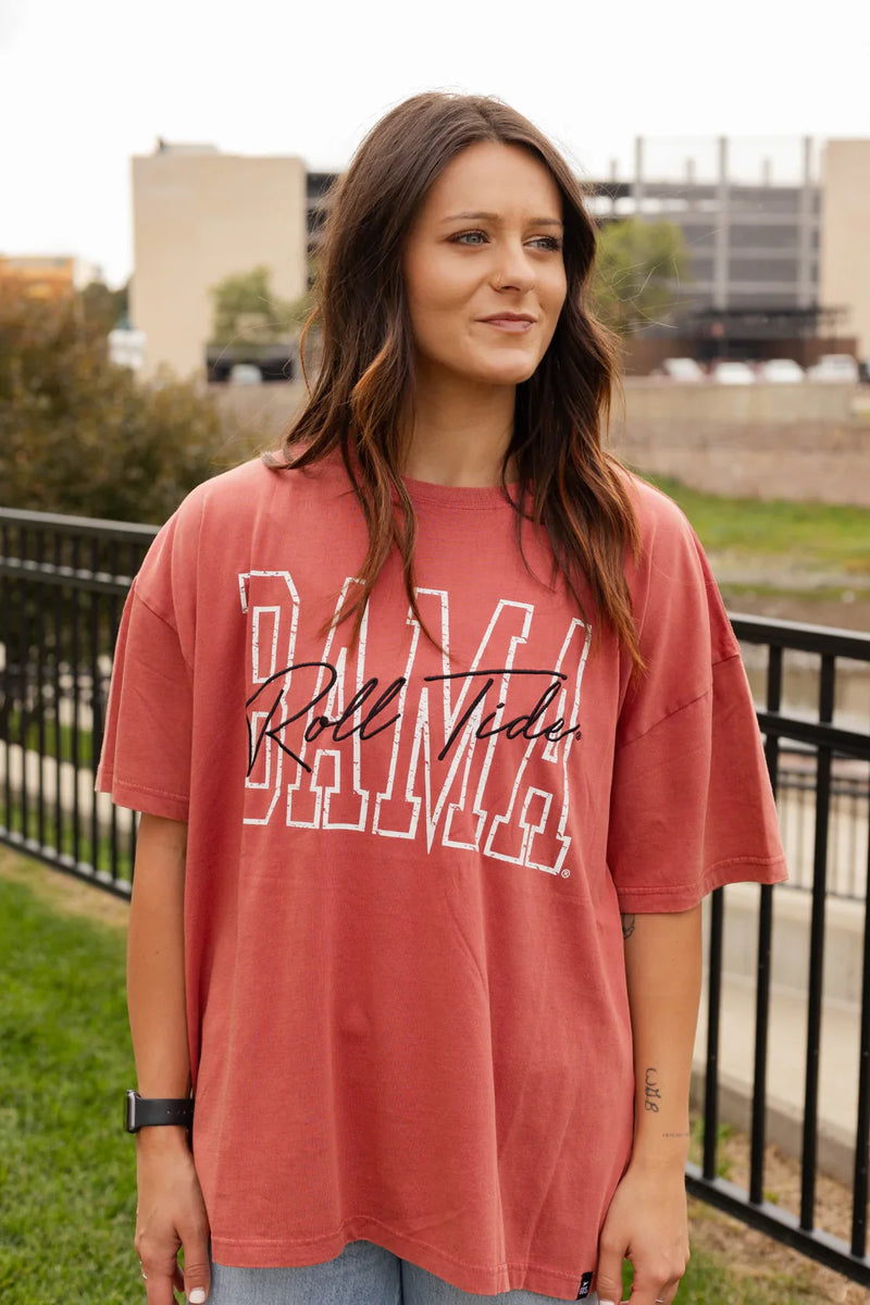 Load image into Gallery viewer, Alabama Crimson Tide - Owens Outline Oversized Band Tee T-shirt
