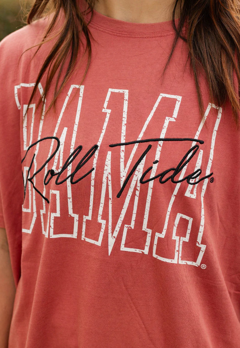 Load image into Gallery viewer, Alabama Crimson Tide - Owens Outline Oversized Band Tee T-shirt
