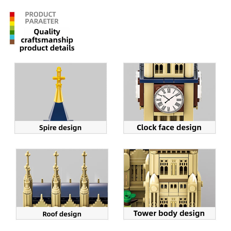 Load image into Gallery viewer, Wange Bricks: MOC Architecture Elizabeth Tower, London Uk The Big Ben Building Brick Toy Figure
