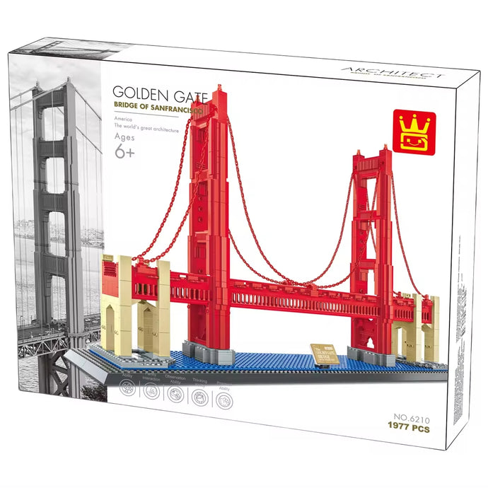 Wange Bricks: San Francisco - Golden Gate Bridge Building Bricks Modular Model Toy Figure