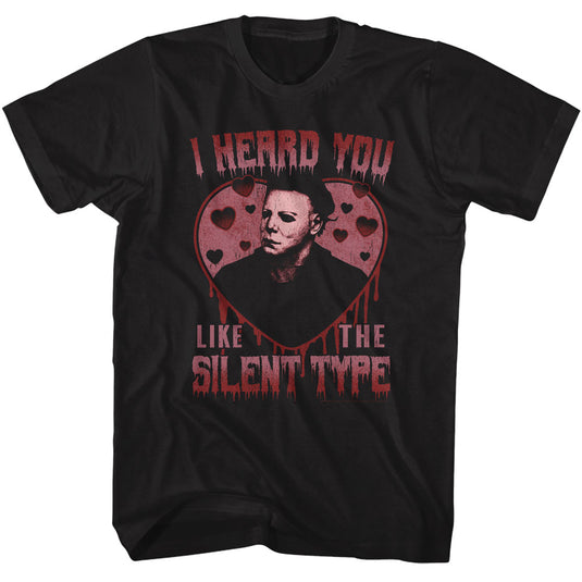 Halloween - Michael Myers Silent Type Heart Black T-shirt