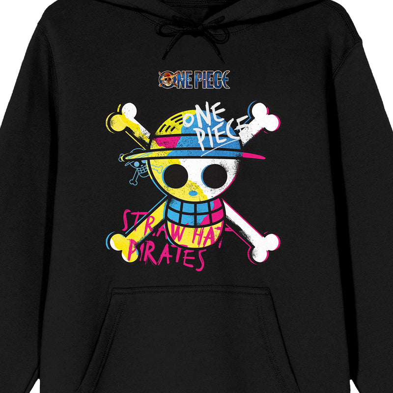 Load image into Gallery viewer, Bioworld One Piece Live Action - Graffiti-Style Straw Hat Adult Black Graphic Unisex Hoodie
