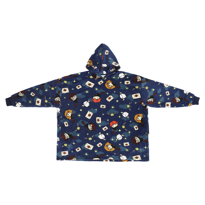 Harry Potter Chibi Characters & Icons Blue Long Sleeve Oversized Hoodie