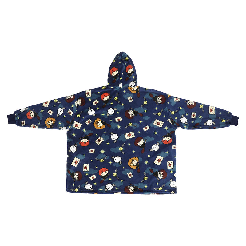 Load image into Gallery viewer, Harry Potter Chibi Characters &amp; Icons Blue Long Sleeve Oversized Hoodie
