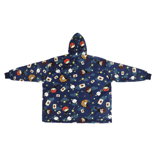 Harry Potter Chibi Characters & Icons Blue Long Sleeve Oversized Hoodie