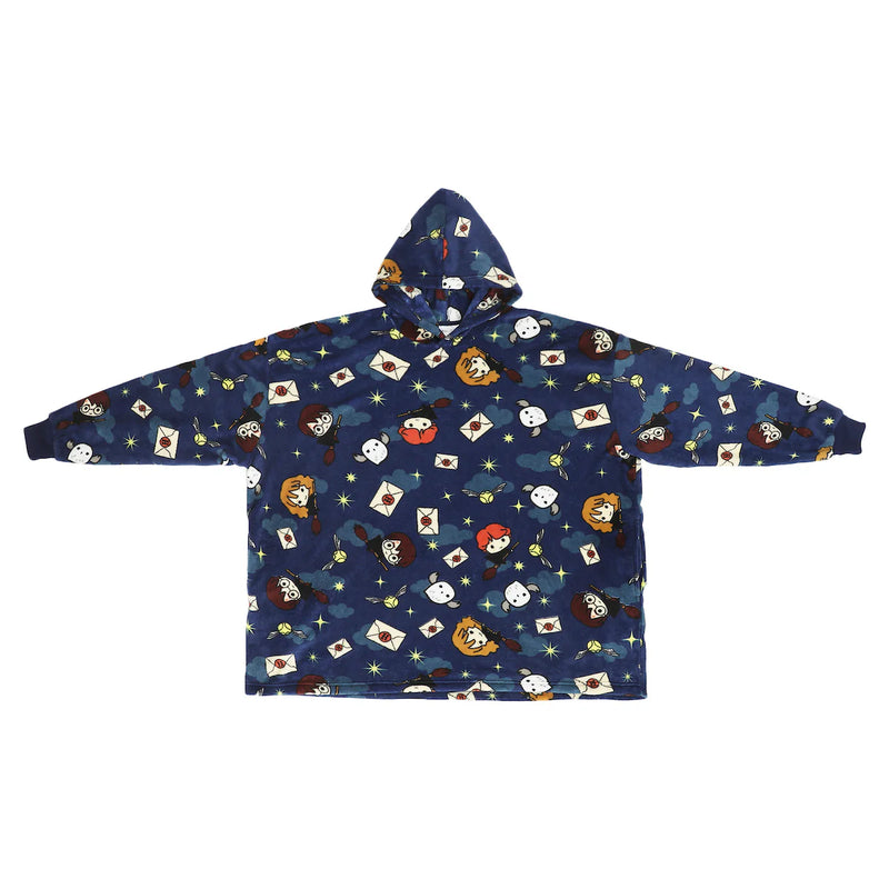 Load image into Gallery viewer, Harry Potter Chibi Characters &amp; Icons Blue Long Sleeve Oversized Hoodie
