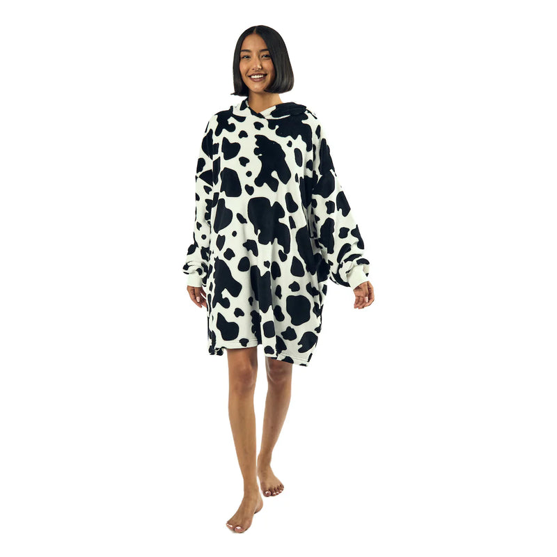 Cargue la imagen en el visor de la galería, Cow - White Oversized Wearable Hoodie
