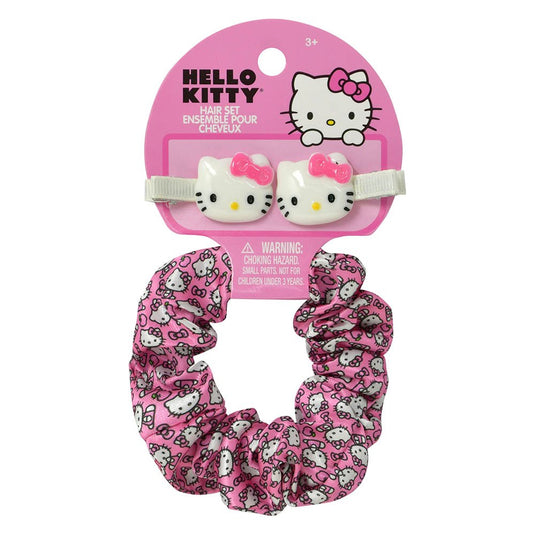 Hello Kitty - Hair Scrunchy with 2 Clips on Header