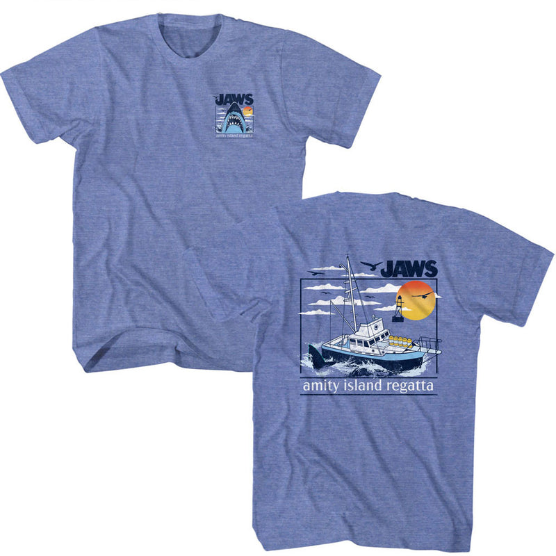 Classic Movie: Jaws- Amity Island Regatta Light Blue Adult T-Shirt