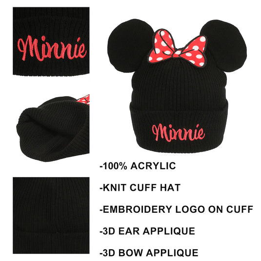 Disney - Minnie Mouse Bow With Ear Poms Cuff Beanie