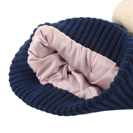 Disney Lilo & Stitch - Stitch Character Face & Pearl Appliques Blue Cuff Beanie