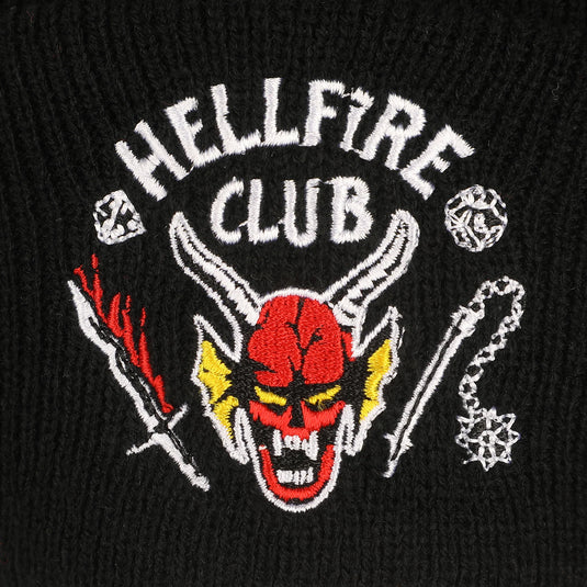 Stranger Things - Hellfire Club Embroidery On Black Acrylic Knit Cuff Beanie