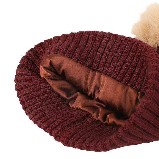 Harry Potter - Hogwarts Crest & Pearl Appliques Maroon Cuff Beanie