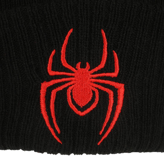 Marvel Comics - Spider-Man Logo & Name Text Black Cuff Beanie Knit Beanie