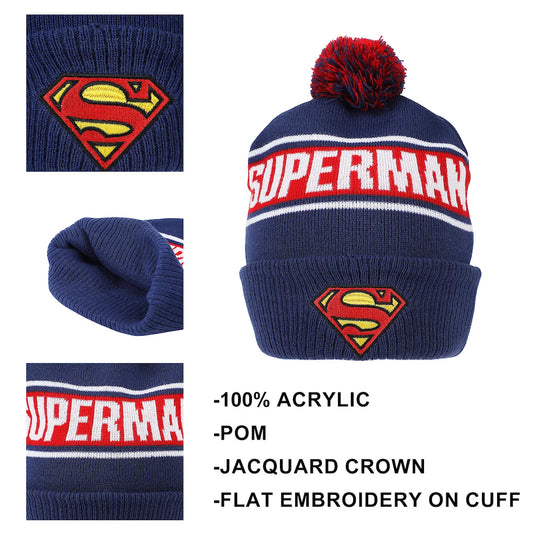 DC Comics - Superman Logo & Name Text One Size Knit Beanie