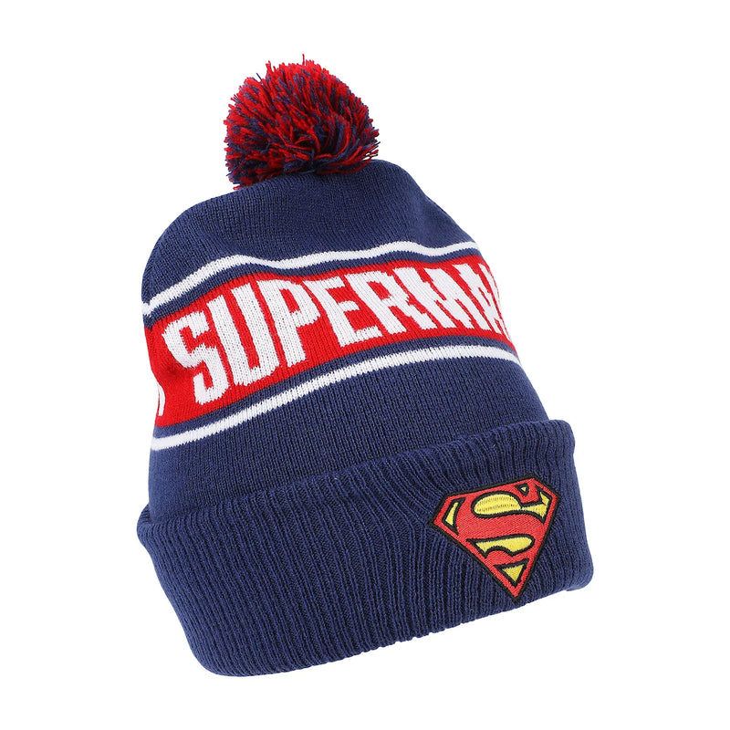 Cargue la imagen en el visor de la galería, DC Comics - Superman Logo &amp; Name Text One Size Knit Beanie
