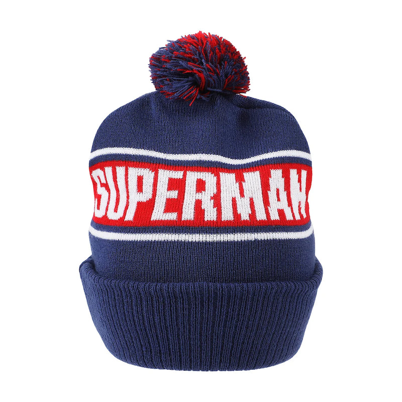 Cargue la imagen en el visor de la galería, DC Comics - Superman Logo &amp; Name Text One Size Knit Beanie
