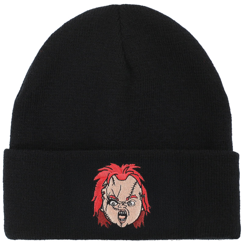 Cargue la imagen en el visor de la galería, Bioworld Child's Play - Chucky Embroidery Black Acrylic Knit Standard Cuff Beanie
