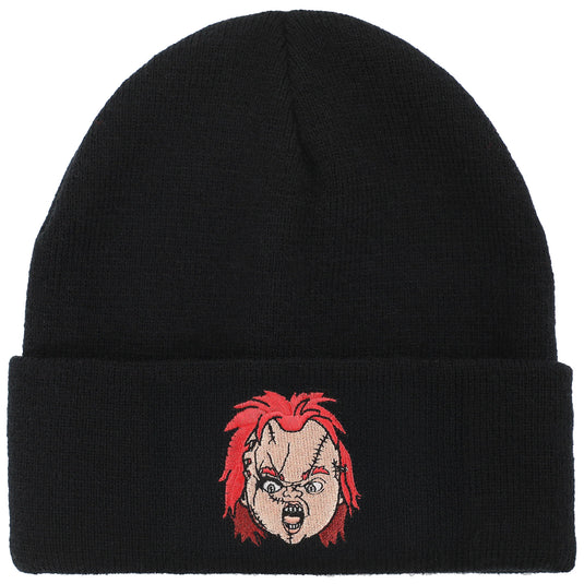 Bioworld Child's Play - Chucky Embroidery Black Acrylic Knit Standard Cuff Beanie