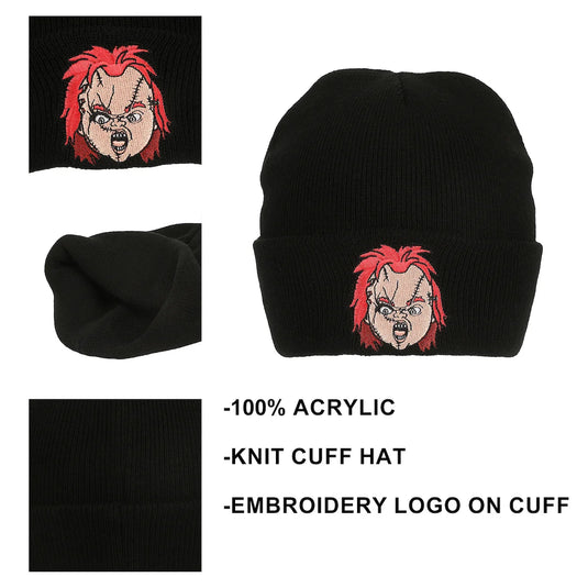 Bioworld Child's Play - Chucky Embroidery Black Acrylic Knit Standard Cuff Beanie