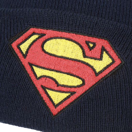 DC Comics - Superman Logo Embroidery Navy Acrylic Knit Standard Cuff Beanie