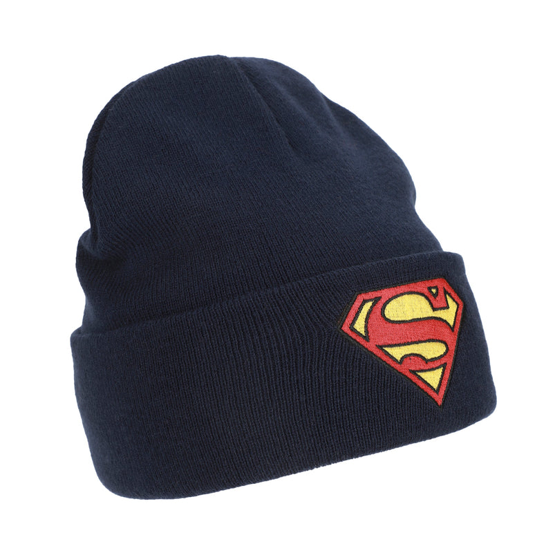 Cargue la imagen en el visor de la galería, DC Comics - Superman Logo Embroidery Navy Acrylic Knit Standard Cuff Beanie
