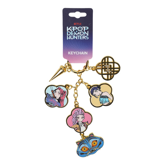 KPop Demon Hunters - Favorite Characters Zooey, Rumi, Mira & Derpy Tiger Multi Charm Keychain