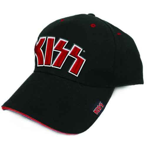 KISS Red on White Logo Black Baseball Hat