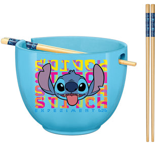Disney: Lilo & Stitch Face Experiment Ceramic Ramen Bowl W/Chopsticks