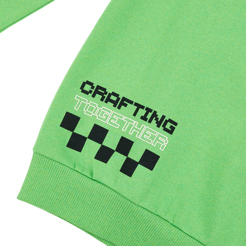 Load image into Gallery viewer, Minecraft Creeper Jumper - Youth Boy Green Quarter Zip Sweatshirt
