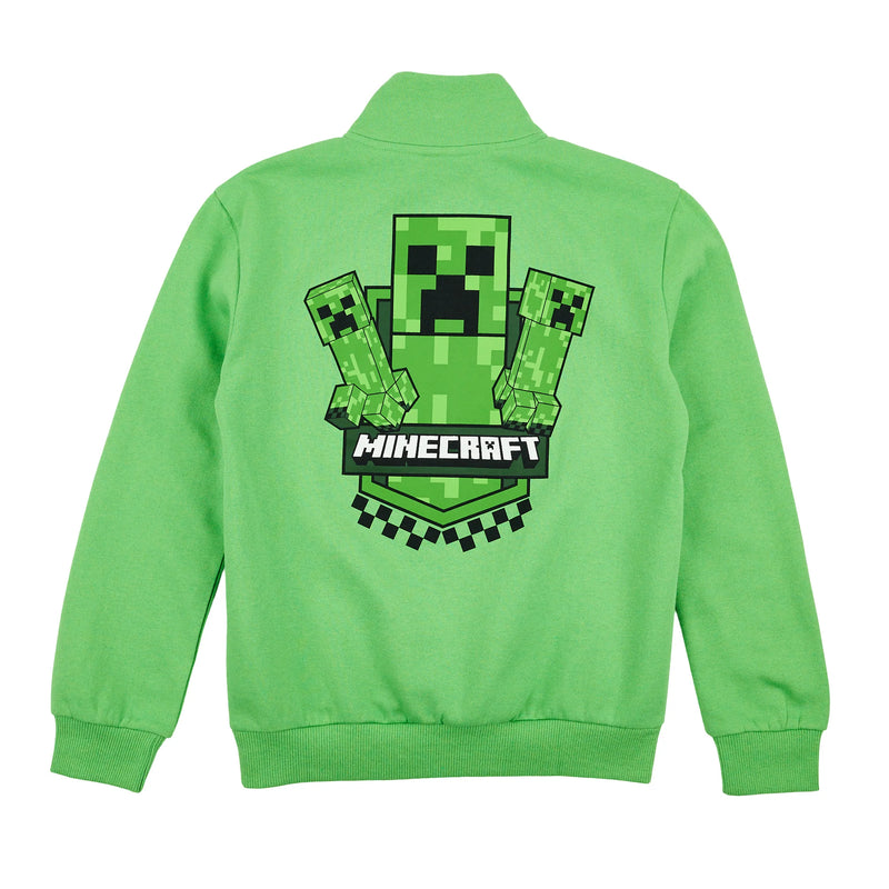 Load image into Gallery viewer, Minecraft Creeper Jumper - Youth Boy Green Quarter Zip Sweatshirt
