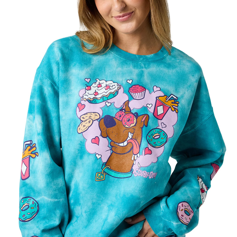 Load image into Gallery viewer, Bioworld Scooby Doo - Snacks Women's Blue Cloud Wash Crew Neck Sweatshirt
