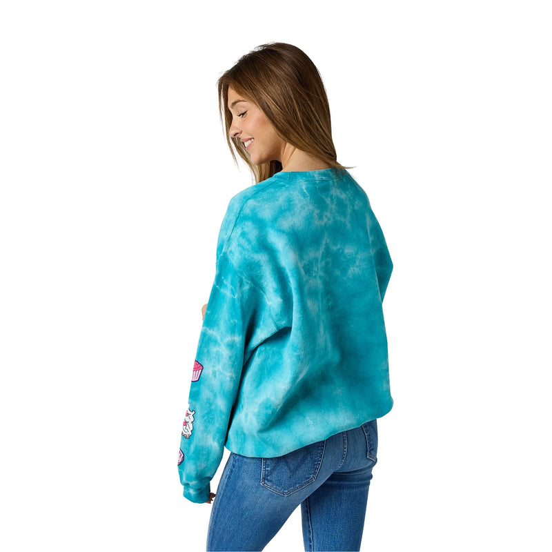 Load image into Gallery viewer, Bioworld Scooby Doo - Snacks Women's Blue Cloud Wash Crew Neck Sweatshirt
