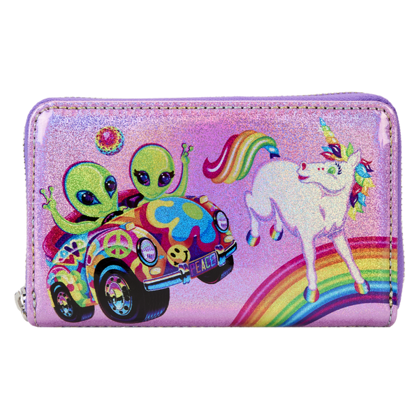Lisa Frank Holographic  - Glitter Color Block Zip Around Wallet