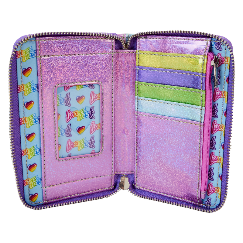 Lisa Frank Holographic  - Glitter Color Block Zip Around Wallet