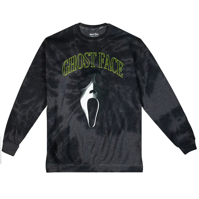 Cargue la imagen en el visor de la galería, Ghostface Neon Green Letters Men&#39;s Black Spiral Dye Sweatshirt
