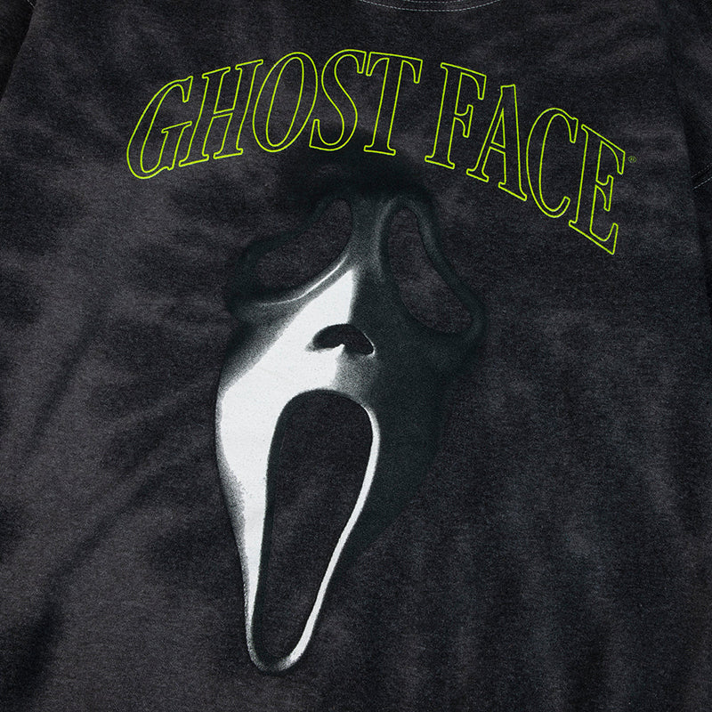 Cargue la imagen en el visor de la galería, Ghostface Neon Green Letters Men&#39;s Black Spiral Dye Sweatshirt
