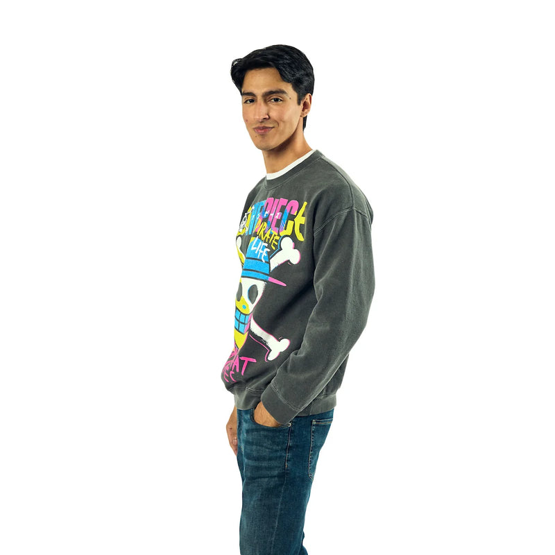 Load image into Gallery viewer, Bioworld One Piece - King Of The Pirates Adult Unisex Potassium Washed Crew Neck Long Sleeve Sweatshirt
