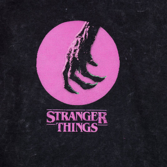 Stranger Things - Vecna CC TV Oversized Print on Men's Black Mineral Wash Sweatshirt