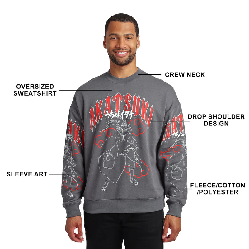 Cargue la imagen en el visor de la galería, Bioworld Naruto Shippuden - Naruto Akatsuki Kanji Men's Black Crew Neck Sweatshirt
