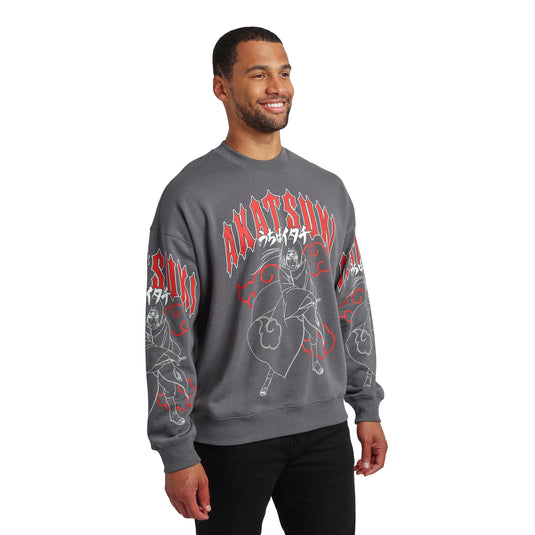 Bioworld Naruto Shippuden - Naruto Akatsuki Kanji Men's Black Crew Neck Sweatshirt